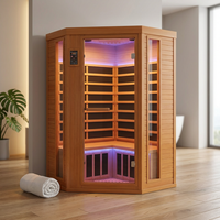 Multifunctional 2-3 Person Infrared Sauna for Home, 2180W Indoor Sauna with 7-Color LED Ambient Light, Red Light Feature, Oxygen Bar, Dual Bluetooth Speakers, 360° Surround Heating — Studio Shot