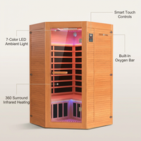 Multifunctional 2-3 Person Infrared Sauna for Home, 2180W Indoor Sauna with 7-Color LED Ambient Light, Red Light Feature, Oxygen Bar, Dual Bluetooth Speakers, 360° Surround Heating — Feature Infographic