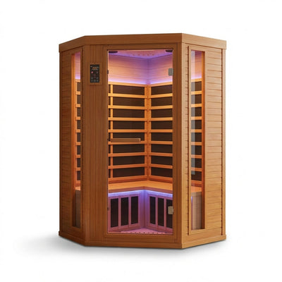 Multifunctional 2-3 Person Infrared Sauna for Home, 2180W Indoor Sauna with 7-Color LED Ambient Light, Red Light Feature, Oxygen Bar, Dual Bluetooth Speakers, 360° Surround Heating